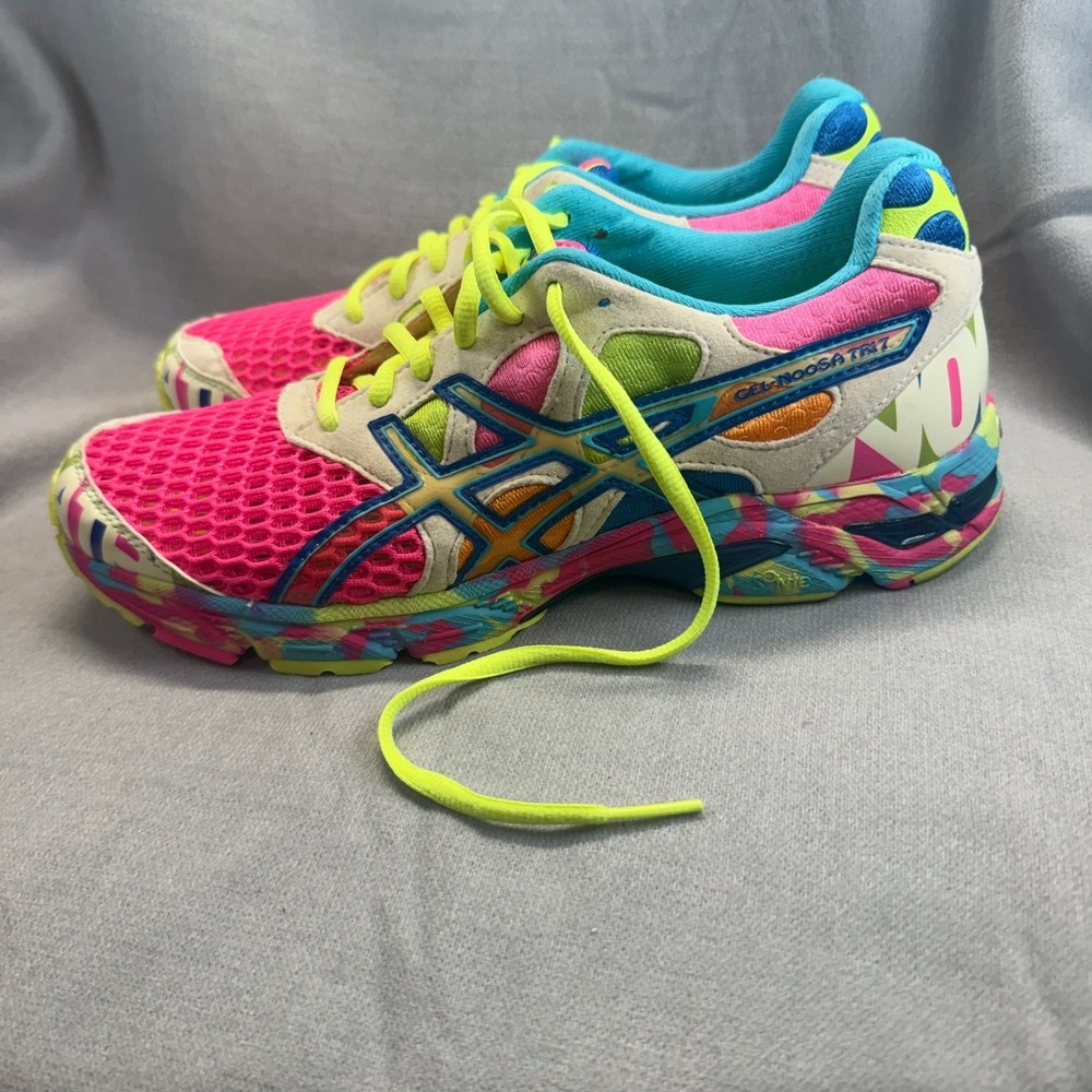 ASICS Gel-Noosa Tri 7 Running Shoes Women 8.5 Pink Multi Neon Glow T264N 2012